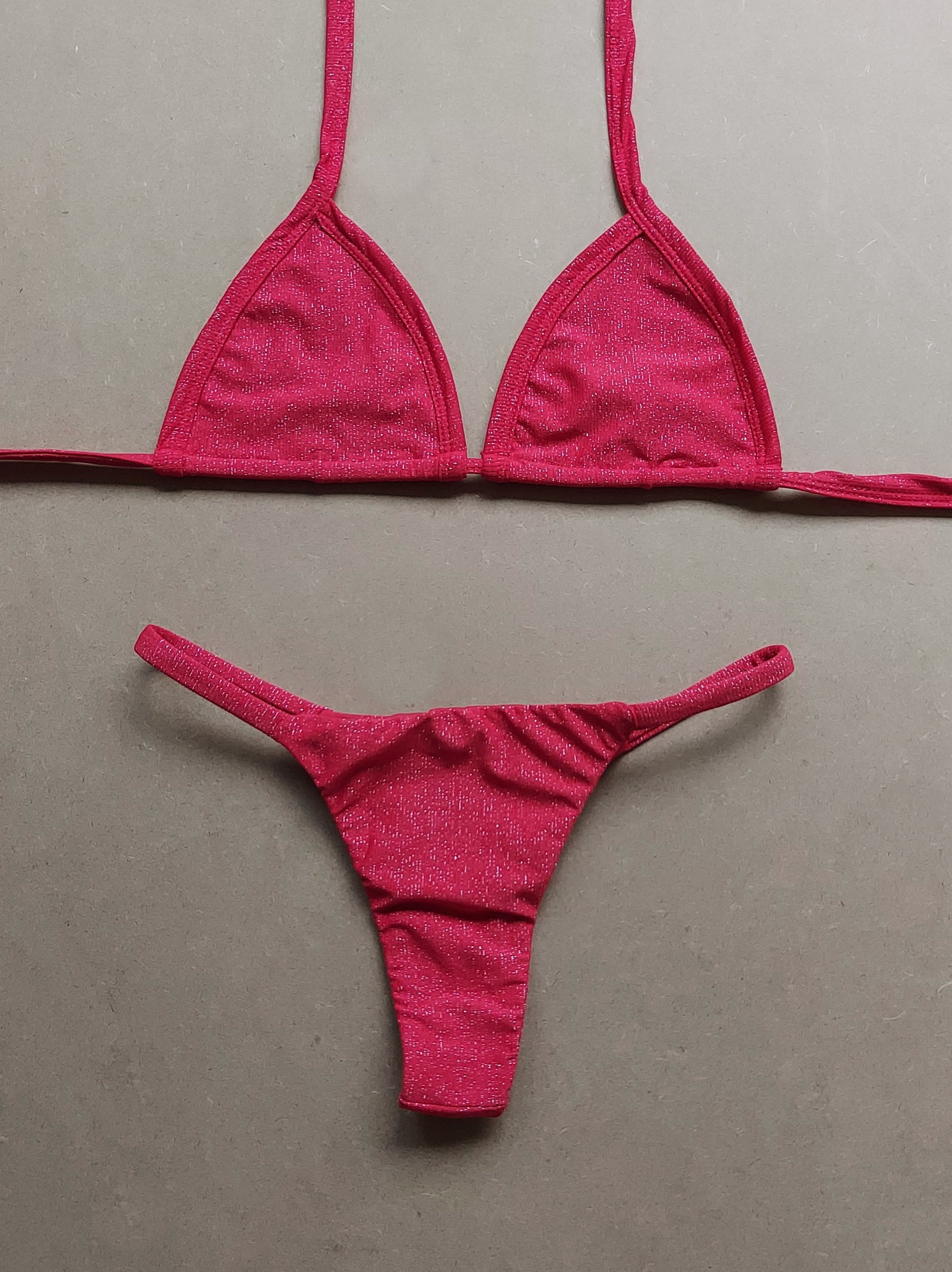 Biquini Fio Dental Lurex Vermelho Carol